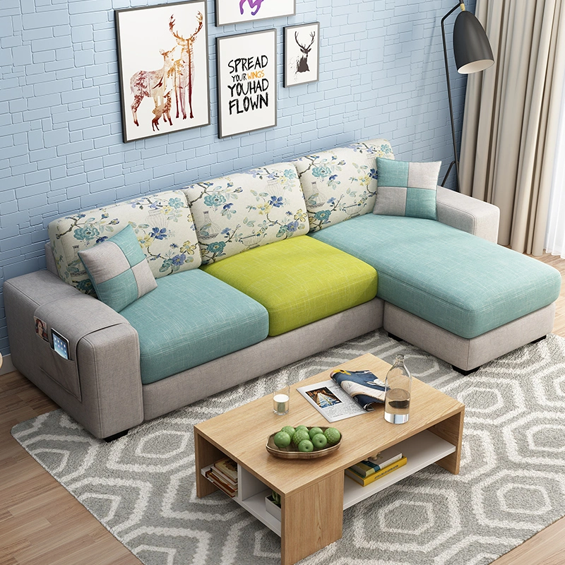 Komfortable Freizeit-Wohnung Kleines Wohnzimmer Möbel Modern Blue Stoff Sofa