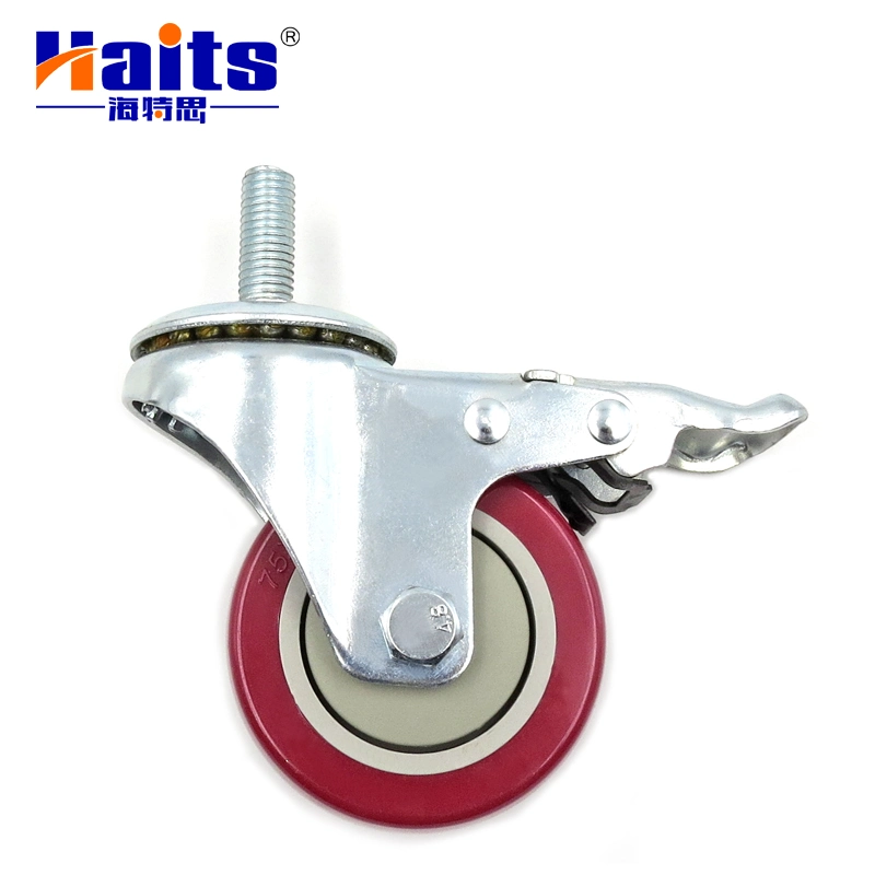 Furniture Hardware Factory Usage Threaded Caster with Double Brake