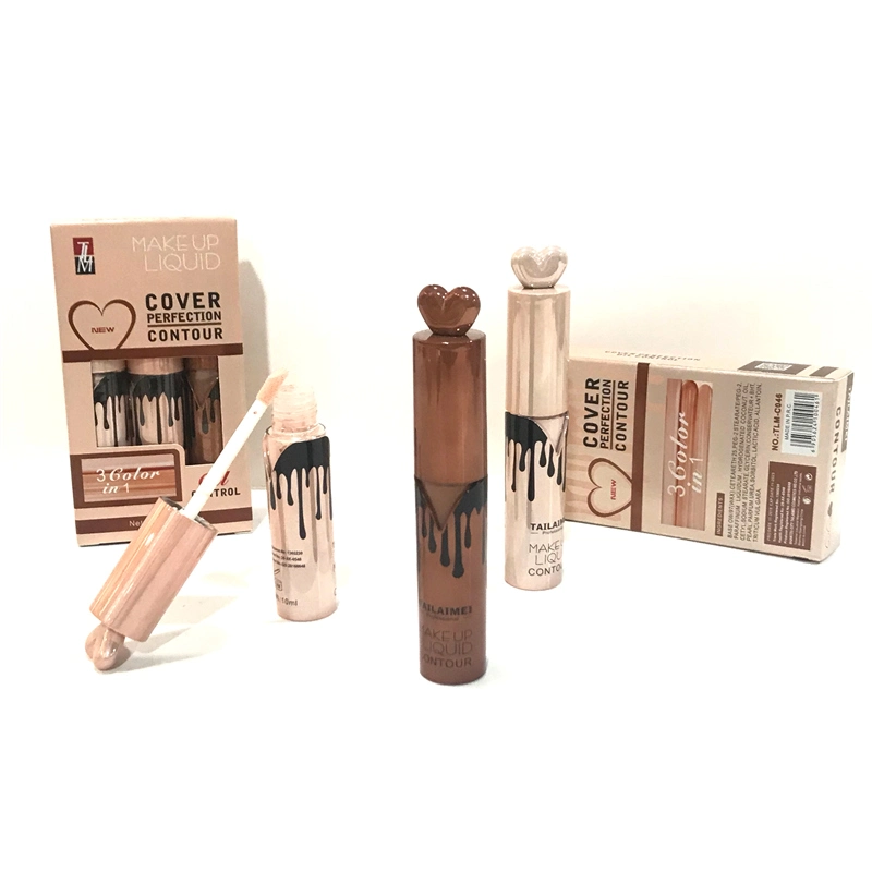 TLM Cosmetic OEM ODM personalizado 3 colores en 1 make Arriba Control de aceite Concealer Reparación Natural cara de maquillaje brillante líquido Varilla de ocultador