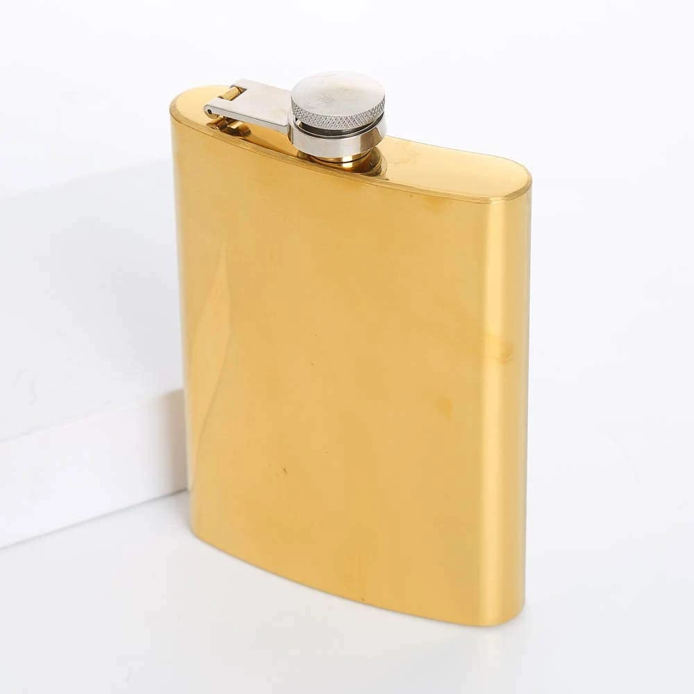 8 Oz Gold Copper Stainless Steel Hip Flask