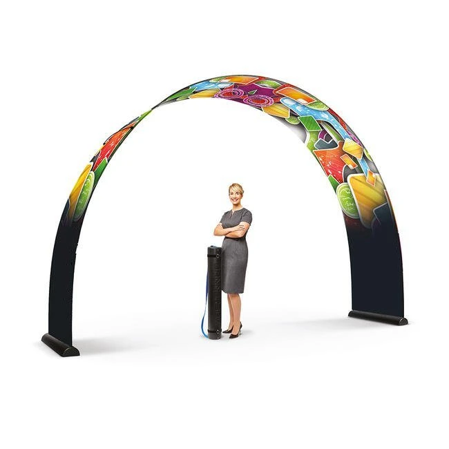 Benutzerdefinierte Bannerbow Arch Design Tragbare Raum Archway Spannung Stoff Hintergrund Arch Pop Up Banner Display Ständer für Indoor Außenwerbung Messen