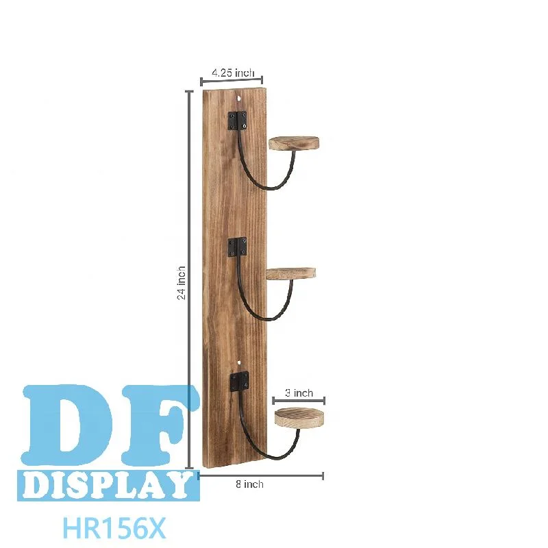 Rústica Madera quemada Hat Rack para pared con ganchos de madera Metálica Montaje Vertical untar sombrero y el perchero