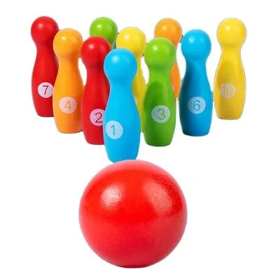 Group Game Wooden Bowling Game Set Playing Toy Indoor Outdoor