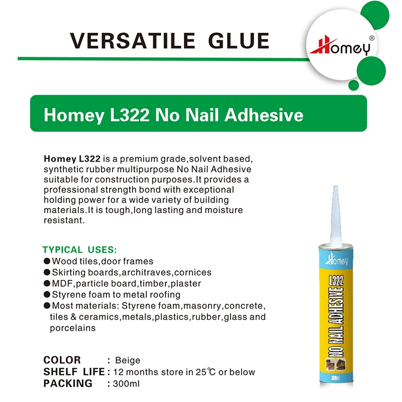 Homey Tough Solvent Based Clear Fast Cure Nial Free Glue