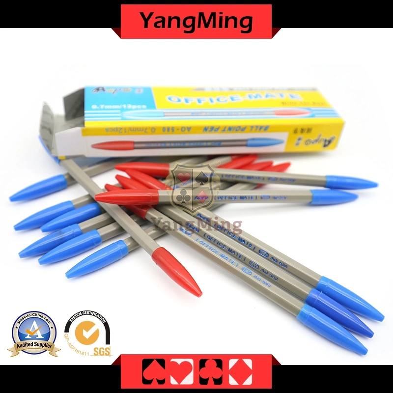 Baccarat Casino Gambling Games / Dedicated Blue and Red Color Ball Pen 2 Function Pen Can Business Custom with Logo Ym-Pn01