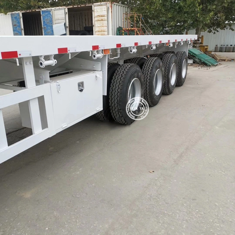 Factory Low Price 40 FT 12500 12.5m Long Gooseneck High Bed 30 Ton Super Inter Link Lowbed Flatbed Utility Truck Trailer