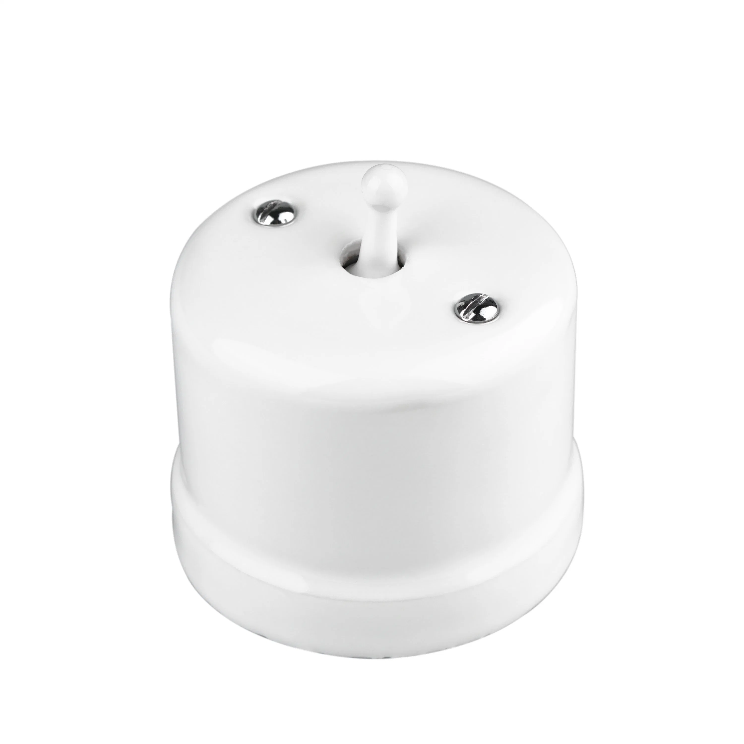 Retro Style Ceramic Toggle Electric Wall Switch for Surface Mounted with Metal Handle