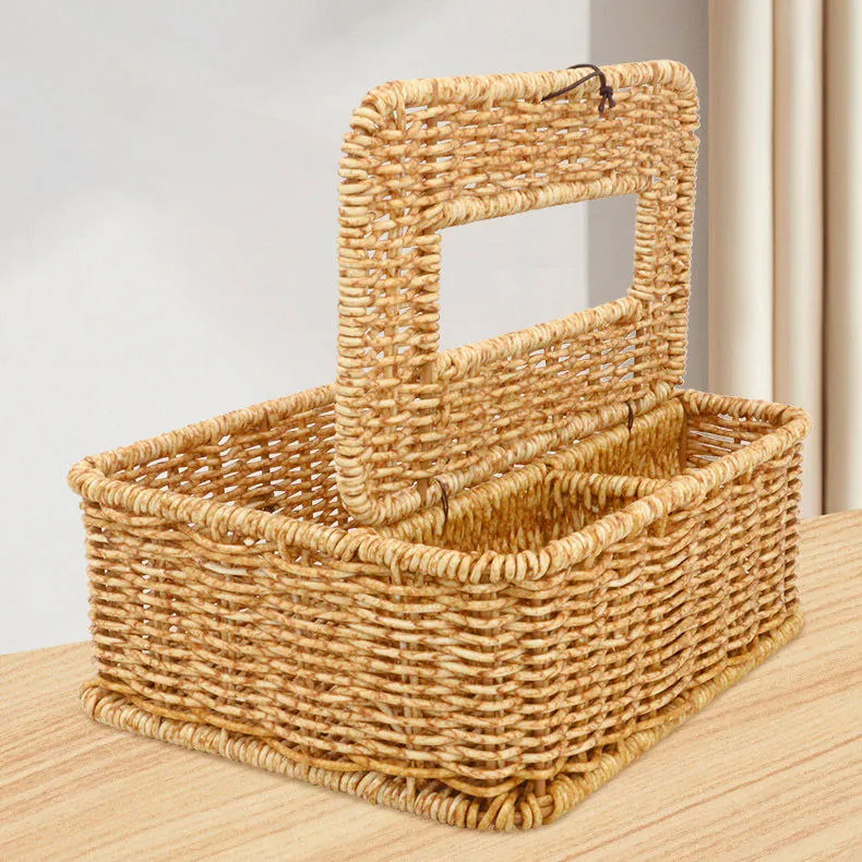 Multifunctional Tissue Storage Box Hand-Woven Plastic Rattan Paper Tissue Box