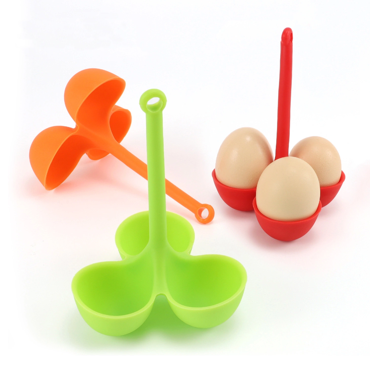 Silicone Egg Cooker Creative 3-Hole Steamed Egg Cup Non-Stick BPA-Free Boiled Egg Cup Tray for Cooking