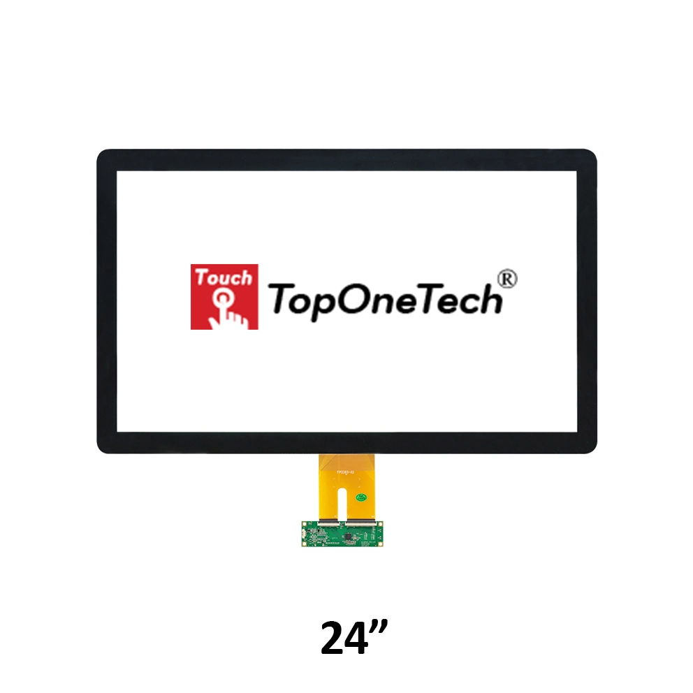 ODM OEM personalizada 24 pulgadas capacitiva proyectada de 10 puntos múltiples Pcap pantalla táctil USB Sensor óptico de aire en el Panel Pegado de trabajar con guantes de dedos