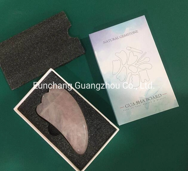 Basic Customization Guasha Quartz Rose Massager Pink Jade Hand Roller, Gift Kit