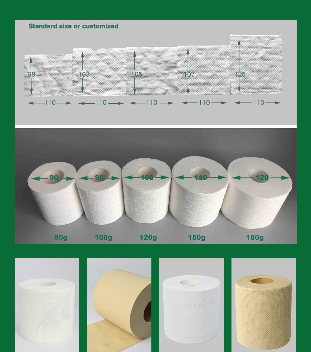 Bleached / Unbleached Paper Toilet Roll Towel Paper Tissue From China Bamboo 100% Bamboo Pulp Wood Materials