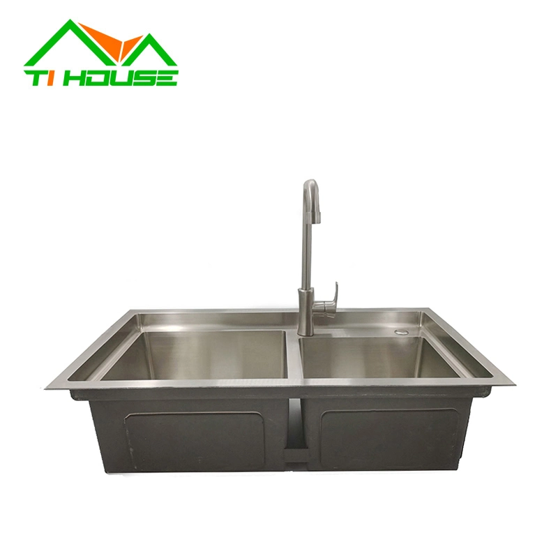 Kitchen Island with Sink and Dish Washer and Seating Double Basin Stainless Steel Sink