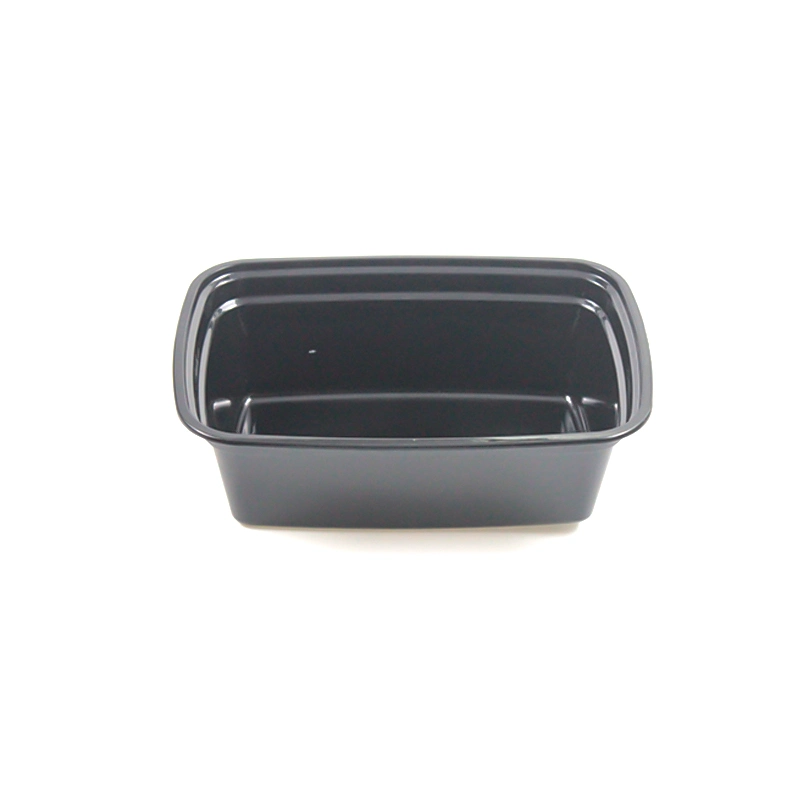 Takeaway Box Disposable Plastic Tableware 1500ml PP Plastic Black Food Container with Lid Clear Custom