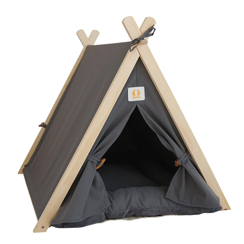 Pet Teepee Dog Canvas Cat Bed Portable Dog Teepee Tents Washable Pet Houses