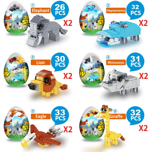 Jungle Animals Building Block Toys Easter Party Favors 6 Styles Amusing Egg Surprise Toy Easter Gift with Mini Blocks