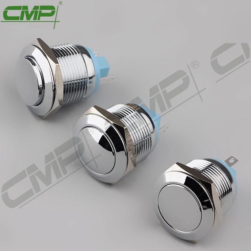 CMP 19mm 1no Stainless Steel or Chromium Anti-Vandal Momentary Push Button Switch