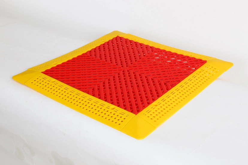 Anti Slip and Drainage Holes Car 4s Store Film Shop Use PVC PP Garage Floor Tile Mat 500X500mm with Safety Edge