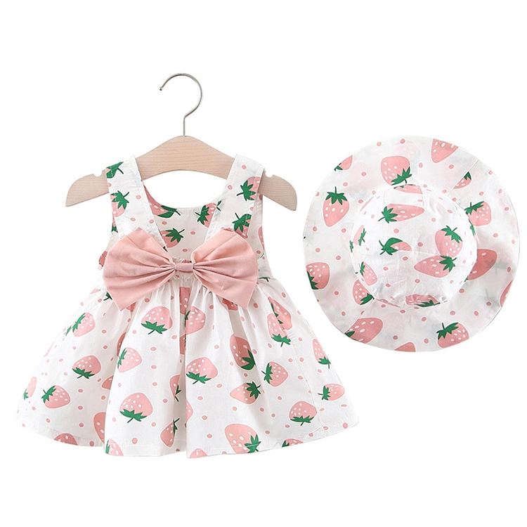 Großhandel/Lieferant Mode Kinder Mädchen Kleid Obst Muster Ärmellos Prinzessin Baby Kleid