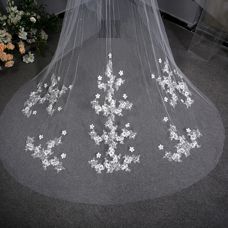 Wedding Veil Church-Style Beautiful Lace Print Veil Headdress Wedding Dress Wedding Accessory