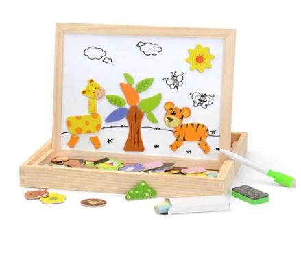 Figure/Animals/ Vehicle /Circus Drawing Board 5 Styles Wooden Magnetic Puzzle Educational Toy