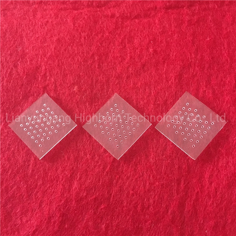 Corrosion Resistance High Transmittance Cutomized Laser Perforated Clear Square Quartz Glass Sheet