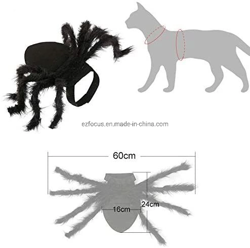 Halloween Spider Costume Pets Simulation Plush Spider Clothe with Adjustable Neck Paste Buckle for Dog Cats Pet Wbb12413