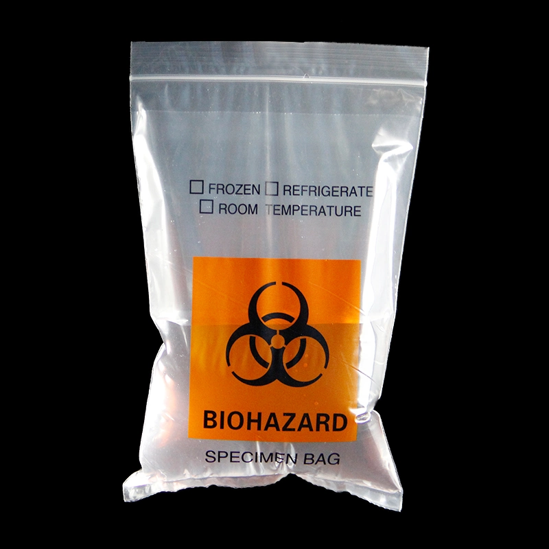 La junta superior de plástico LDPE Zip Biohazard Reclosable espécimen bolsas de transporte para la salud y de laboratorio