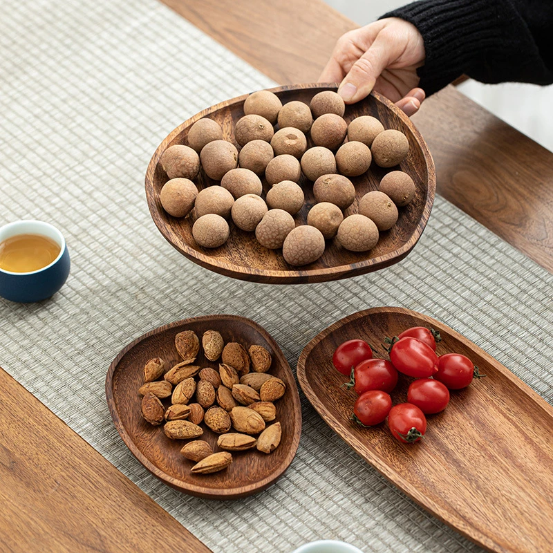 Elegante de madera de nogal de la naturaleza de las bandejas de servir alimentos