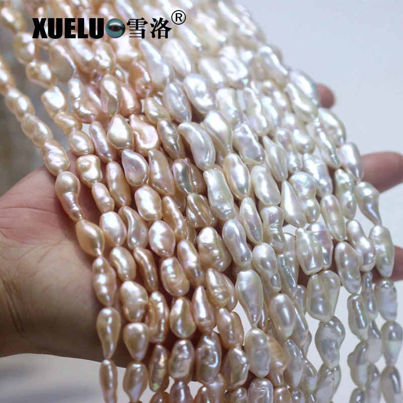 AAA High Quality Long Flat Irregular Shape Natural Baroque Cultured Freshwater Pearl Strings (XL190009)