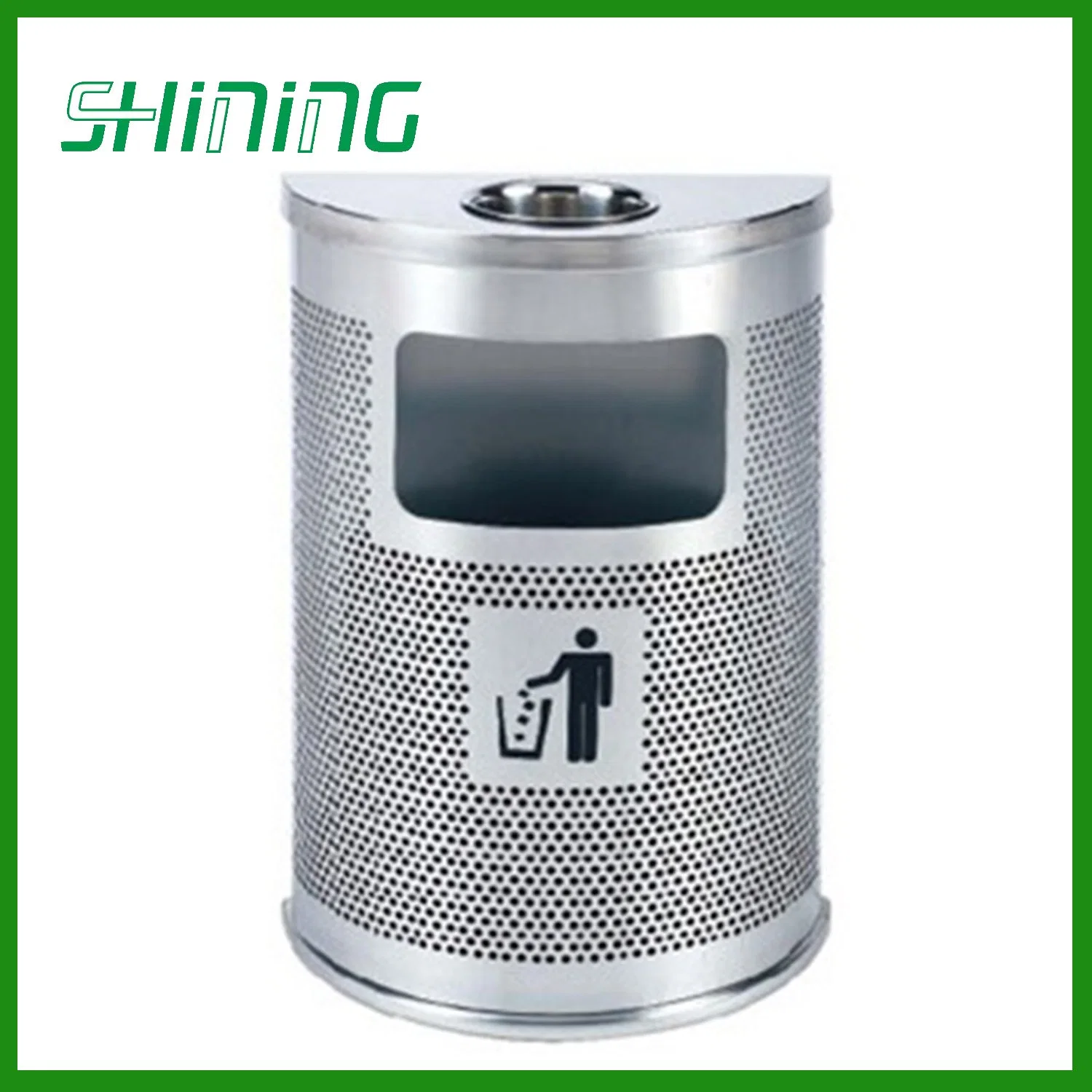 Half Round Stainless Steel Trash Can for Office Building