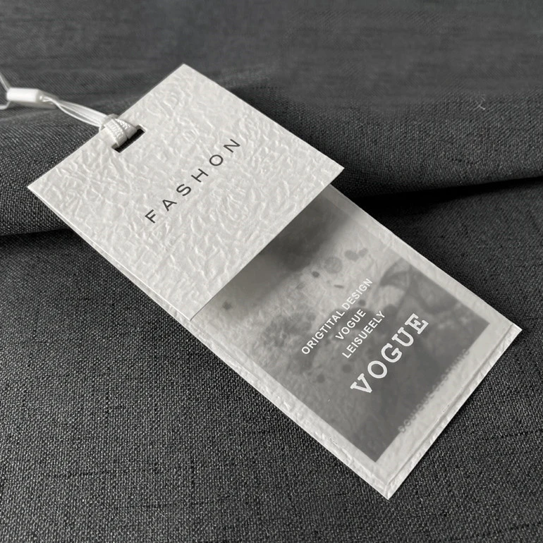 Custom Brand White and Black Paper Cardboard Hang Tags for Handbag