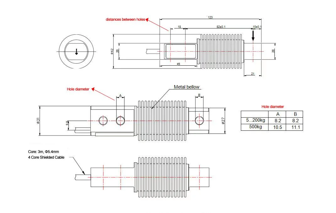 Kunwei 50kg 100kg 500kg Shear Beam Load Cell for Scale