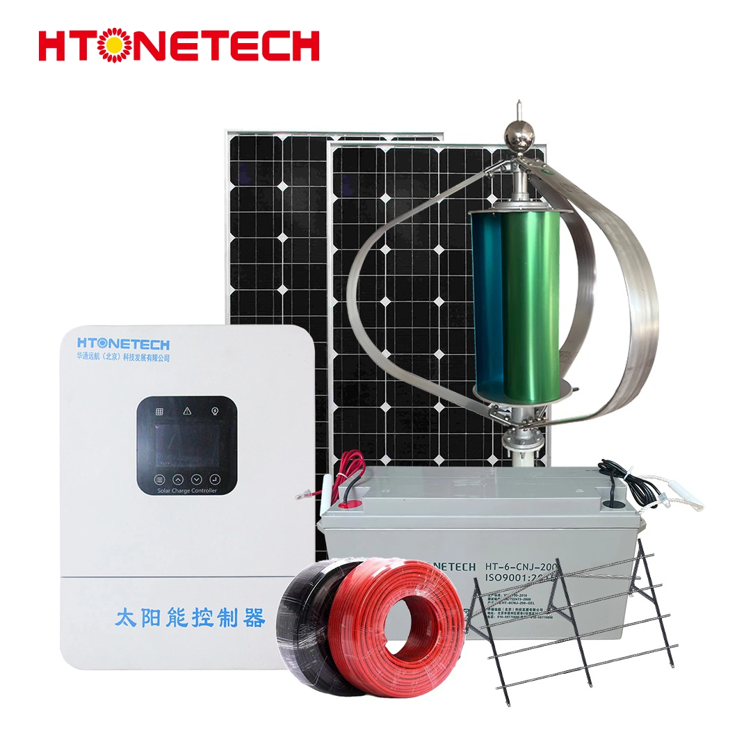 Htonetech monokristalline 24V 320W Solarpanel Hersteller Outdoor Solar Power System 1000W China Windstromversorgung des Netzsystems mit Kompakte Windenergieanlage