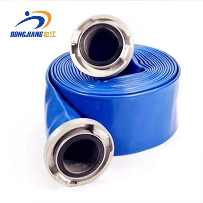 Riego agrícola material grueso PVC resistencia a la corrosión 6 pulgadas Layflat Manguera azul