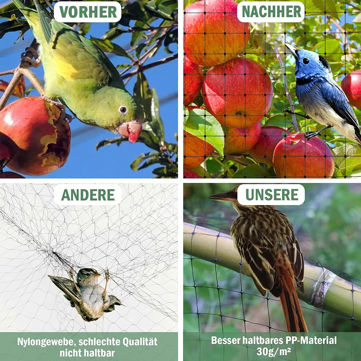 Extruded Bird Barrier Netting Bird Poultry Aviary PE Net Mesh/Vegetation Fruit Crops Cover Net/Plastic Bird Screen Netting