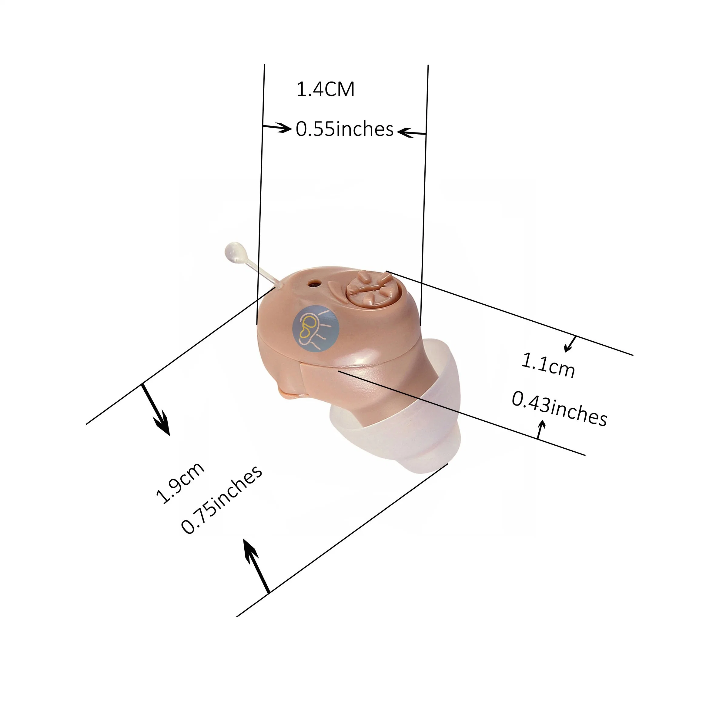 Earsmate in Ear Canal Invisible Hearing Aid Analog Mini Digital Hearing Sound Amplifier with Zinc Air Button Cell Battery Aids Deaf Hearing Loss