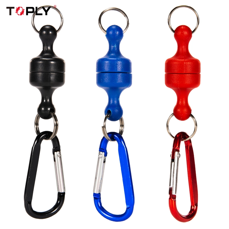 Strong Magnetic Quick Release Clips Net Holder with Fishing Coil Lanyard Aluminum Carabiner Outdoor Activitie Tool for Fishing Tackle Fish Grip