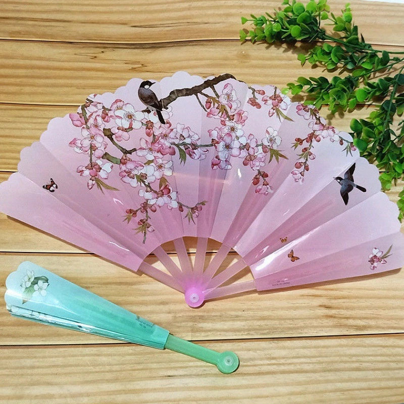 Manufacturers Plastic Crafts Folding Fan Custom Logo Cute Party Decoration Plastic Hand Fan