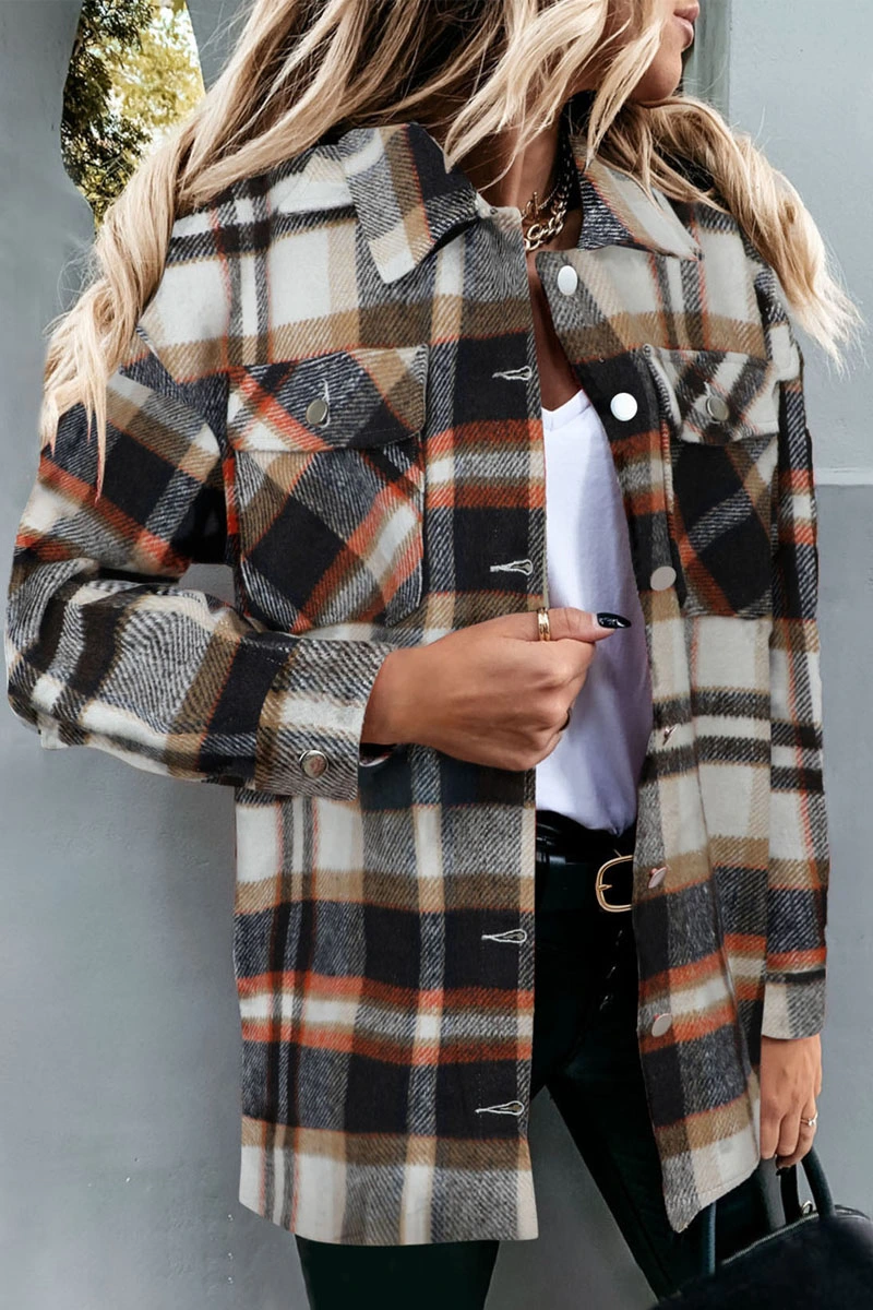 Women's New Autumn/Winter Plaid Shirt Woolen Flannel Breasted Coat (CFQDNZ-001)