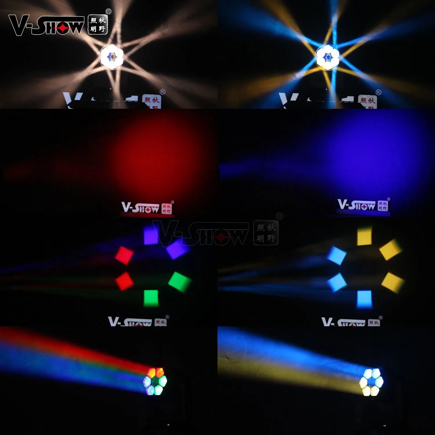 V-Show DJ Stage KTV نادي ليلي معدات حفلة موسيقية شعاع LED شاربي زووم زاوية 4-60 درجة ضوء شعاع LED Wash Beam 7 * 40 ضوء متحرك المرحلة