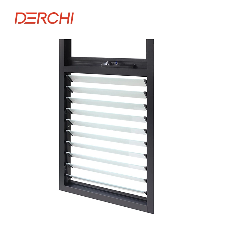 China Aluminum Louver Window with Operable Louver Blades for Bathroom Window Aluminium Glass White Gray Colour Kitchen Shutters