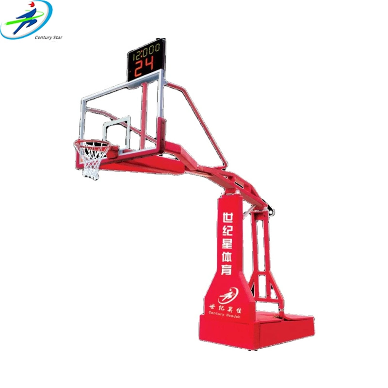 معدات كرة السلة طي الهيدروليك قاعدة حامل كرة السلة مع الزجاج المقسّى لوحة خلفية للأطفال