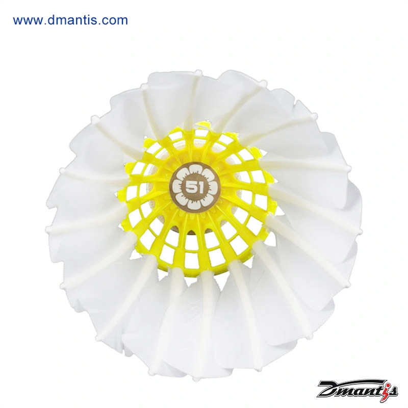 Dmantis Yellow Color 3in1 Natural Goose Feather Badminton Shuttlecock