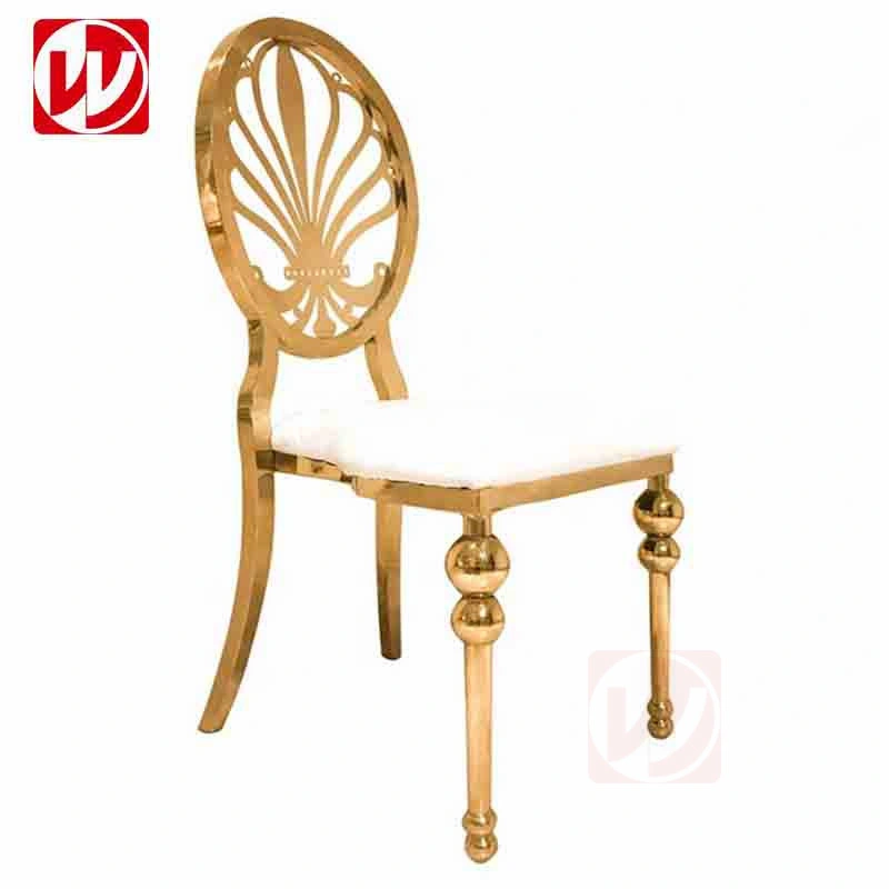 Luxury Gold Wedding Chair High Back Stainless Steel Dining Chair for Event Reception