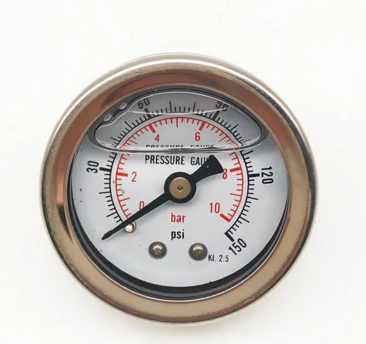 10bar 150psi Axial 50mm Stainless Steel Oil-Filled Silicone Oil Barometer Pressure Gauge