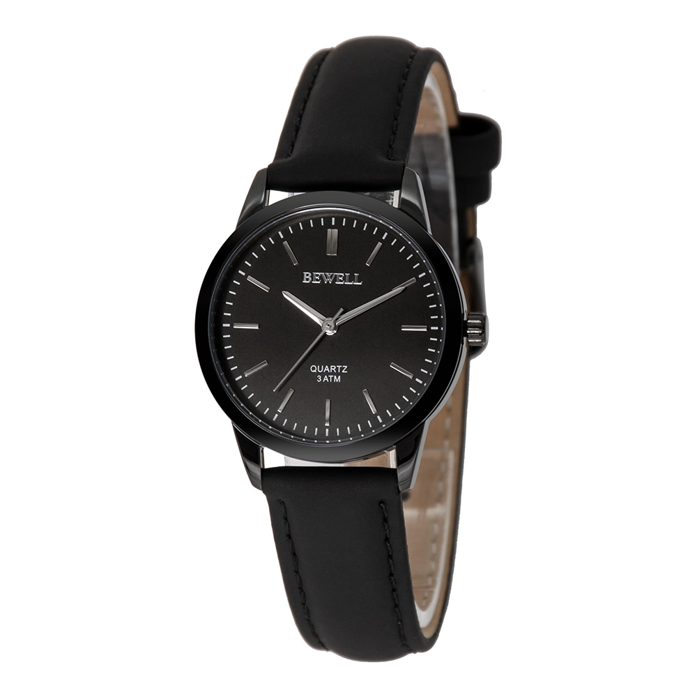 Bewell Classic Stylish Gift Stainless Steel Genuine Leather Lady Wrist Quartz Watch