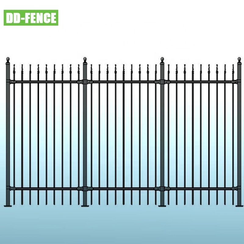 Modern Ornamental Security Steel Fence Design Galvanized Metal Tube Anti Rust Wrought Iron Fence Panels