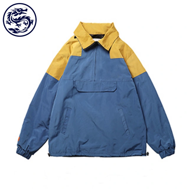 Low MOQ Blue and Yellow Jacket Customized Fashion Casual Multi-Pocket Style Retro Tooling Jacket Coat for Women