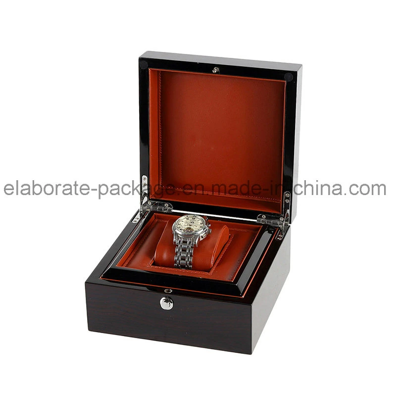 Luxury High-End Shiny Laxquered Wooden PU Packaging Retail Watch Wood Box